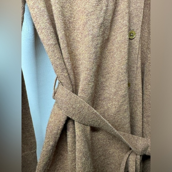 J.Crew Factory Wool Blend Belted Button Front Longline Cardigan Brown Sweater S - Picture 6 of 16